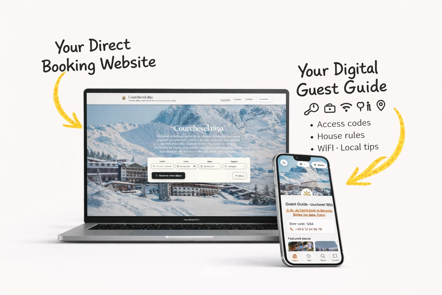 Airbnb host pasting listing URL into Host Pilot to create a direct booking website and guest guide.